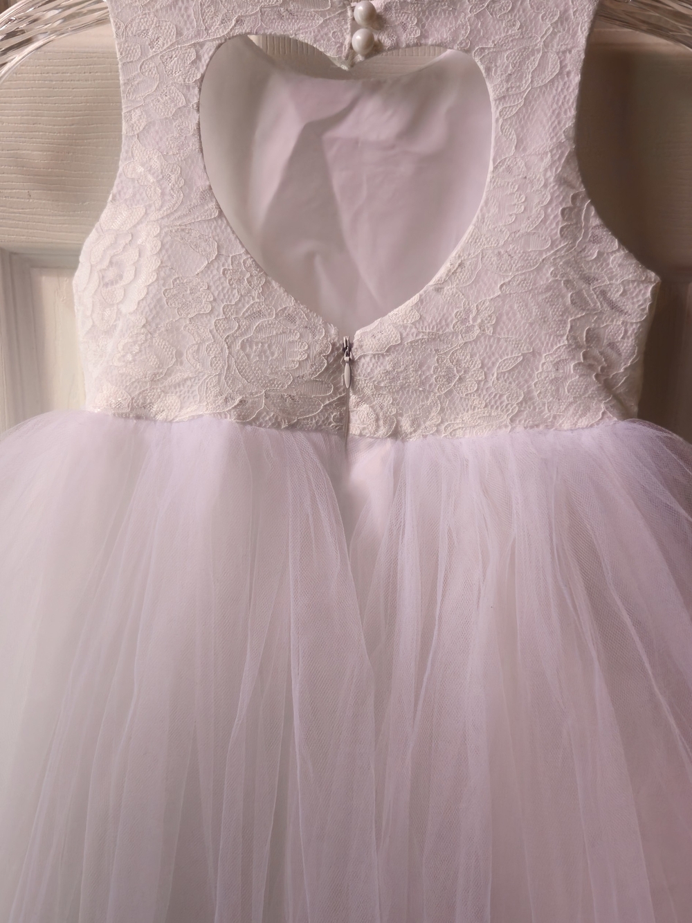 Unbranded Girl's White Lace & Tulle Flower Girl/Communion/Formal Dress - Size 6 - Picture 5 of 9